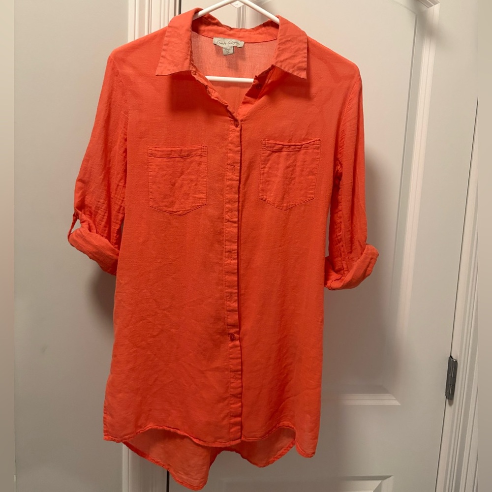 Charlie Paige Bold Orange Blouse